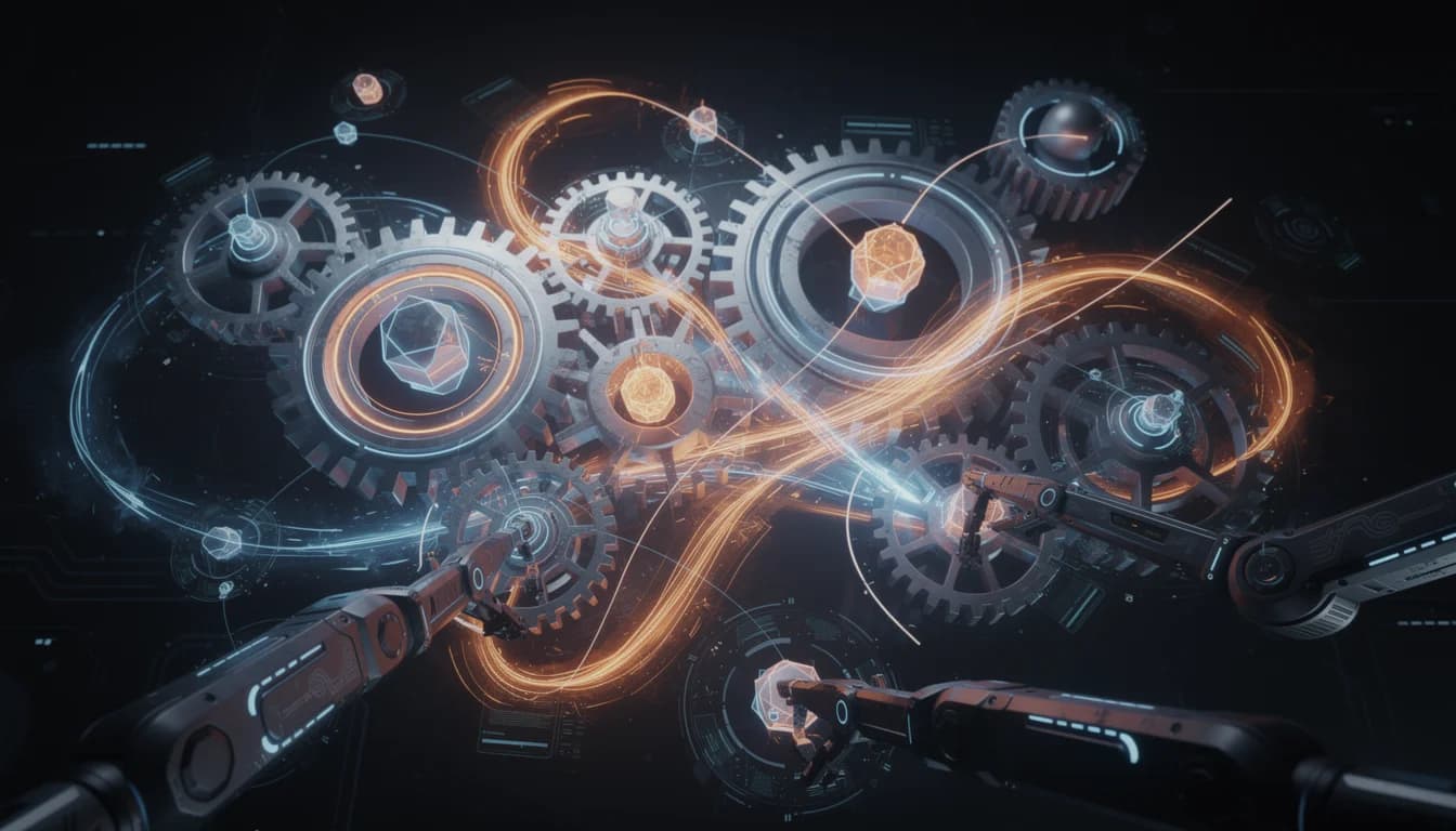 Visual automation builder showing cross-site workflows and browser control logic
