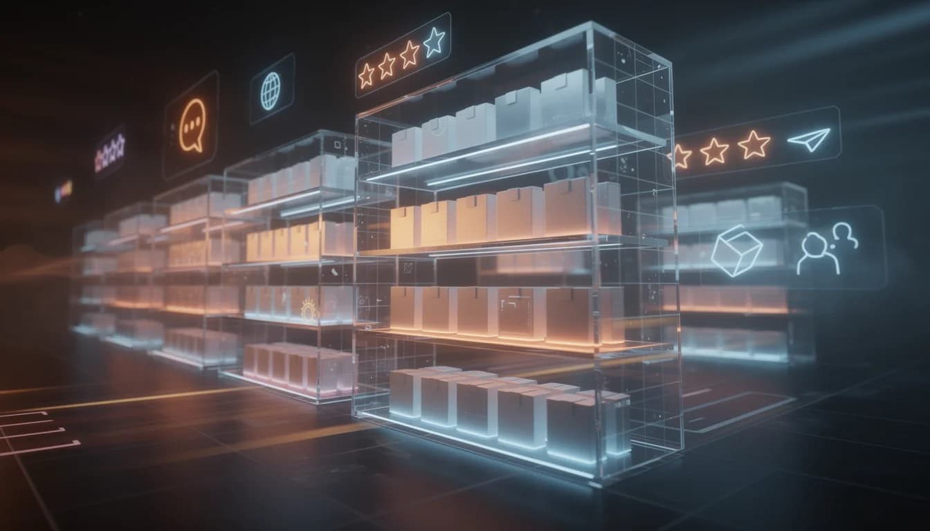 E-commerce store management dashboard showing inventory levels and customer review monitoring